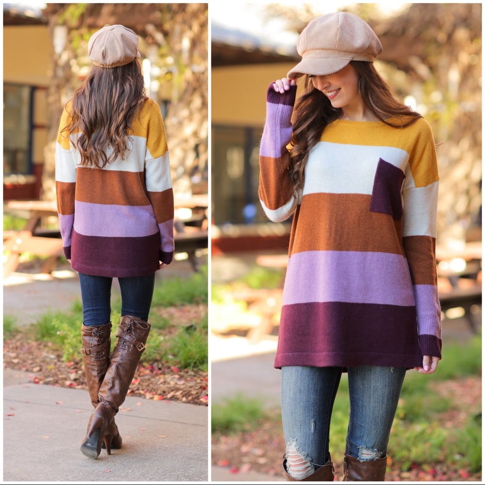 ✨LAST ONE✨Mustard, Plum and Camel Sweater Tunic - Picture 4 of 4